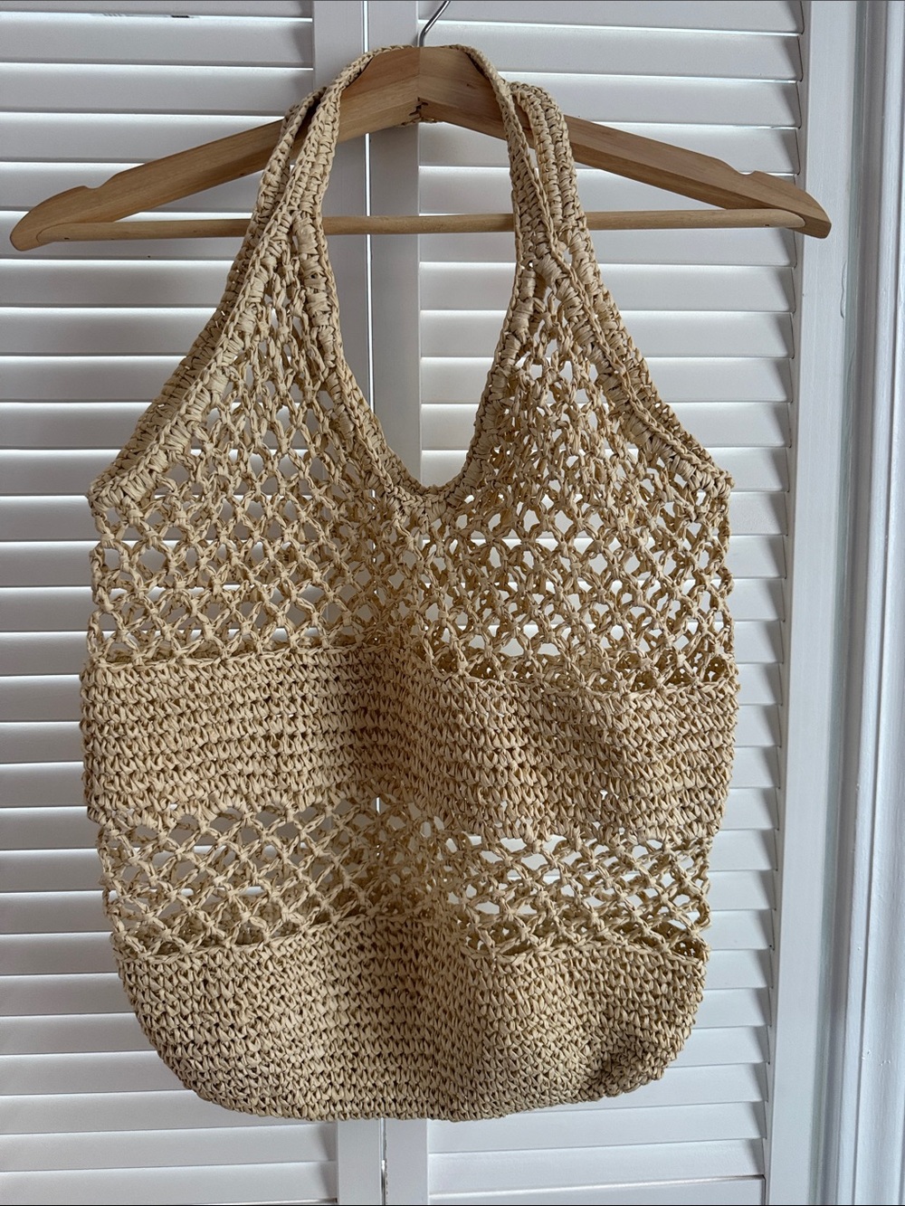 H&M Crochet Open-Knit Tote Bag - Natural Beige